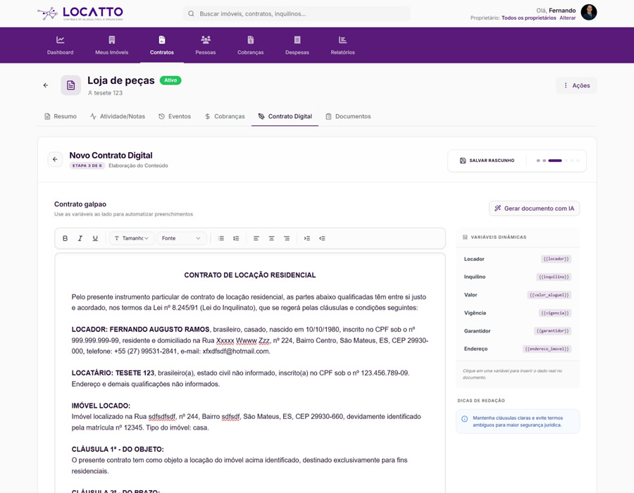 Interface de Geração de Documentos com IA